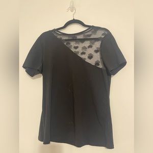 Unknown Brand Black top with Mesh Heart Detail